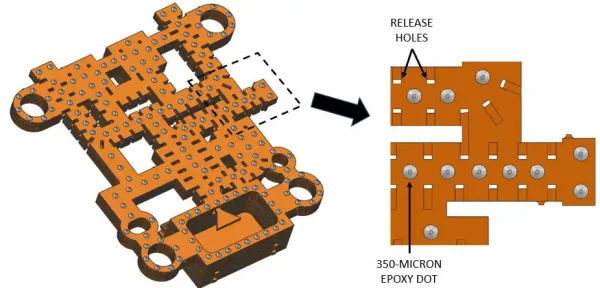 Figure 10 - Example conductive epoxy dot pattern applied to bottom of PSX40D05V2W